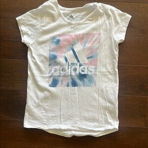 Adidas White and Pink Short Sleeve Tee